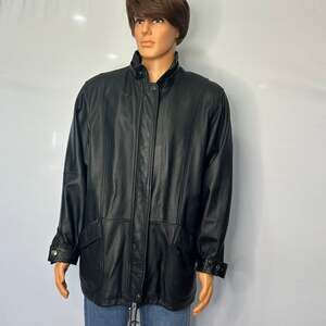 Bromley Sport Men’s Black Genuine Leather Jacket Coat Large Quilted Lined
